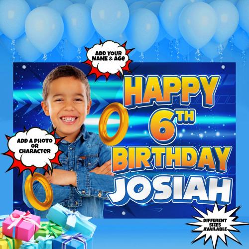 ⏩ Personalized Themed Sonic the Hedgehog Birthday Banner 🎮