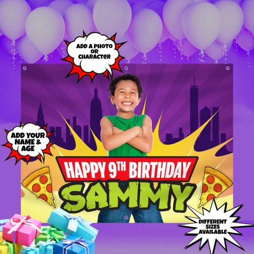 🐢 Personalized Themed Teenage Mutant Ninja Turtles Birthday Banner 🥷