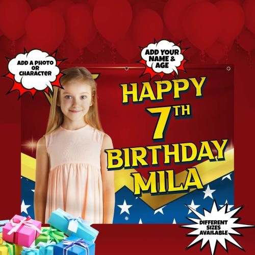 🦸‍♀️ Personalized Themed Wonder Woman Birthday Banner ⭐