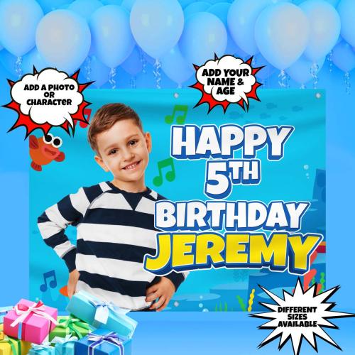 🦈 Personalized Themed Baby Shark Birthday Banner 🌊