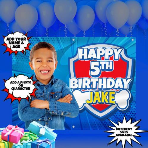 🐶 Personalized Themed Paw Patrol Chase Birthday Banner 🚨