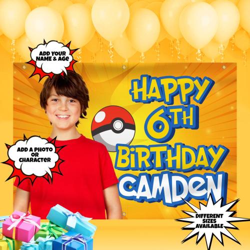 🌟 Personalized Themed Pokémon Charmander Birthday Banner 🌟