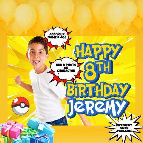⚡ Personalized Themed Pokémon Pikachu Birthday Banner⚡