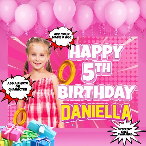 🩷 Personalized Themed Amy from Sonic the Hedgehog Birthday Banner 🎮