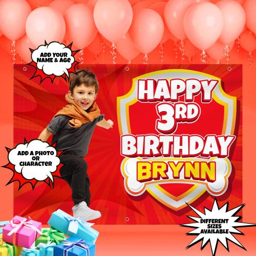 🐶 Personalized Themed Paw Patrol Marshall Birthday Banner 🚨