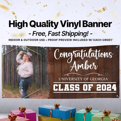 Personalized Vinyl Graduation Banner Rustic